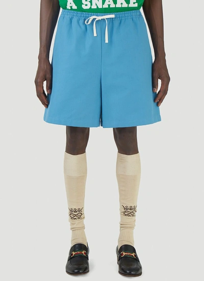 Shop Gucci X Freya Hartas Embroidered Shorts In Blue