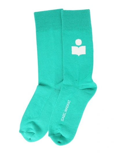 Shop Isabel Marant Logo Intarsia Socks In Green