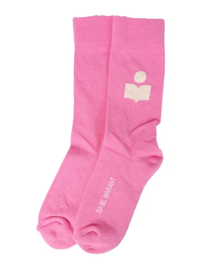 Shop Isabel Marant Logo Intarsia Socks In Pink