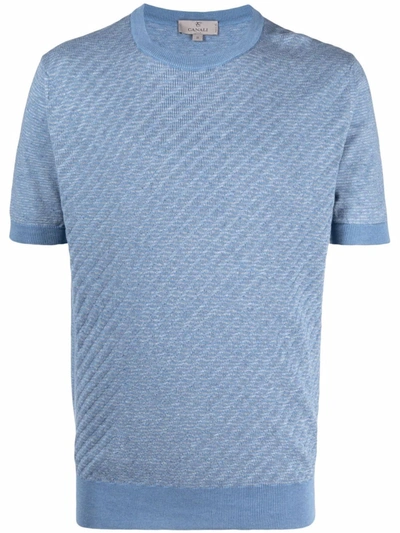 Shop Canali Textured-panel T-shirt In 蓝色