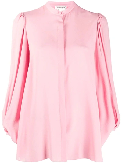 Alexander Mcqueen Pink Draped Sleeve Blouse In Pink