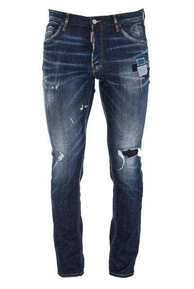 Shop Dsquared2 Distressed Skinny In Blue