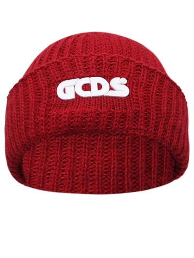 Shop Gcds Logo Knit Beanie In Red