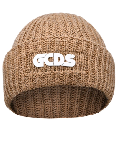 Shop Gcds Logo Knit Beanie In Beige