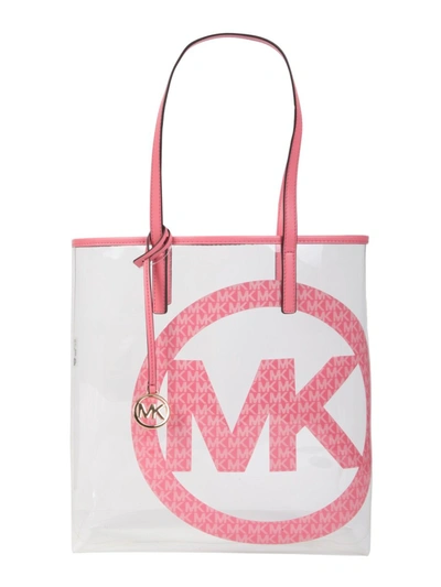 Michael Kors Tote Bag Purse Clear Pink Blush Large Shoulder Bag