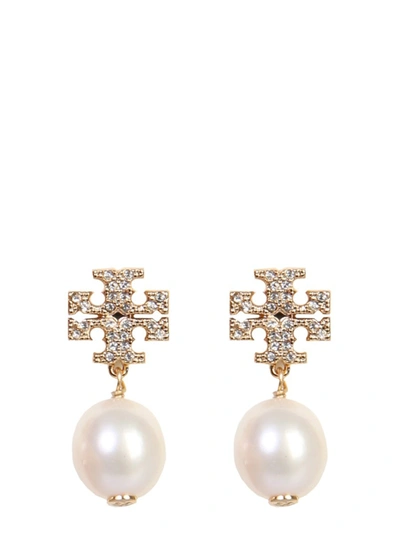 Shop Tory Burch Kira Pavé Pearl Drop Earrings In White