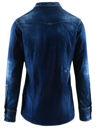 Shop Dsquared2 Blue Denim Shirt In Navy