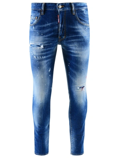 Shop Dsquared2 Blue Ripped Skater Jeans In Navy