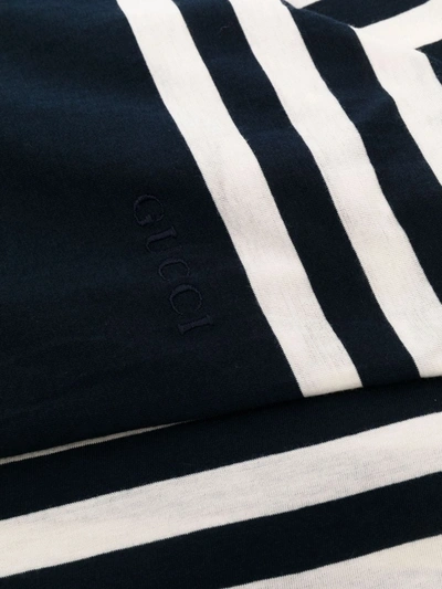 Shop Gucci Stripe-print Cotton Scarf In Nero