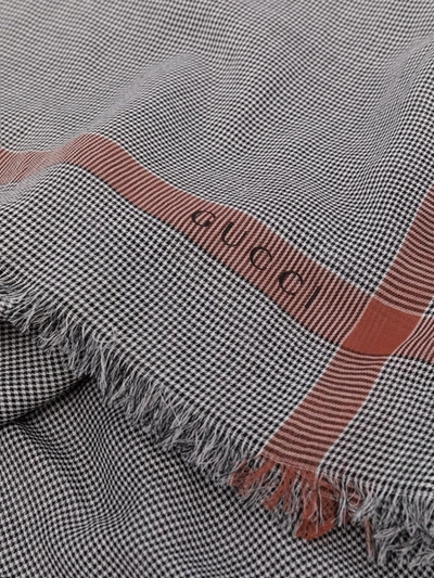 Shop Gucci Woven Cotton Scarf In Black