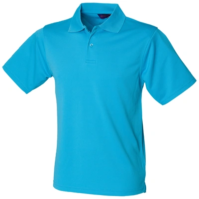 Shop Henbury Mens Coolplus® Pique Polo Shirt (turquoise) In Blue