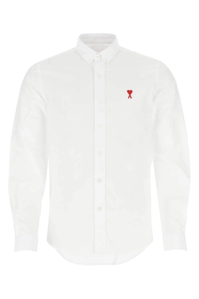 Shop Ami Alexandre Mattiussi Ami Ami De Coeur Embroidered Shirt In White