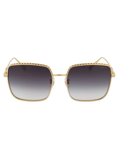 Shop Chopard Eyewear Oversized Crystal Detail Sunglasses In Gold