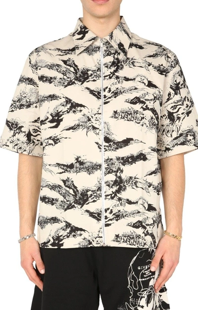 Shop Givenchy Gothic Printed Zipped Shirt In Multi