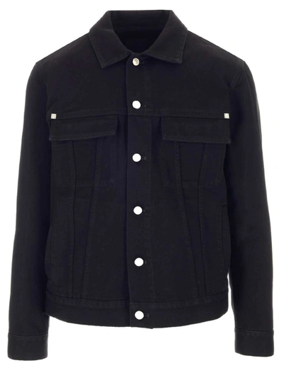 Shop Givenchy 4g Plaque Denim Jacket In Black