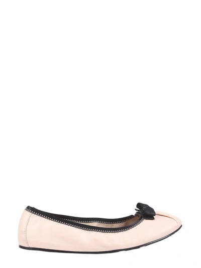 Shop Ferragamo Salvatore  Bow Detail Ballerina Flats In Pink