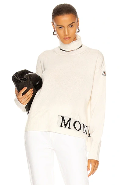 Shop Moncler Turtleneck Sweater In White