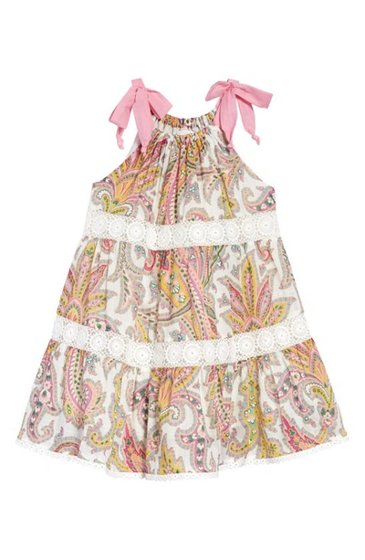 Shop Zimmermann Kids' Teddy Paisley Tiered Sundress In Ivory Paisley