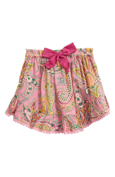 Shop Zimmermann Kids' Teddy Paisley Ruffle Cotton Skirt In Pink Paisley
