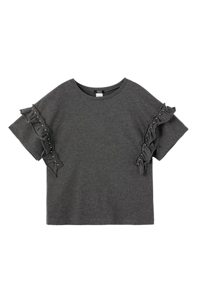 Shop Truce Kids' Ruffle Knit Top In Black