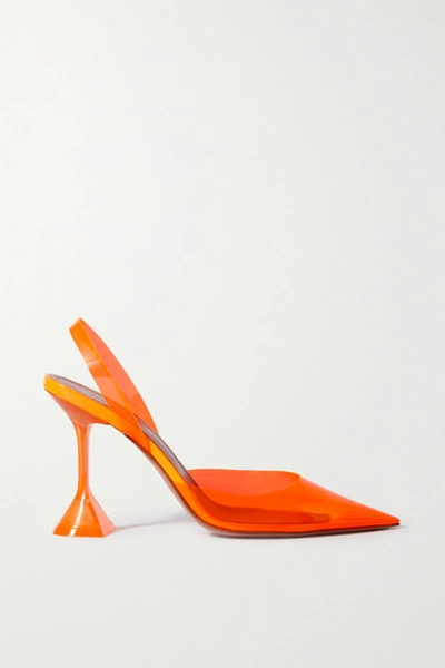 Shop Amina Muaddi Holli Glass Neon Pvc Slingback Pumps In Orange