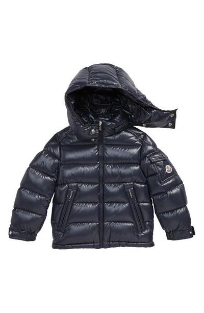 Shop Moncler Kids' New Maya Water Resistant Hooded Down Puffer Jacket In 742 Navy