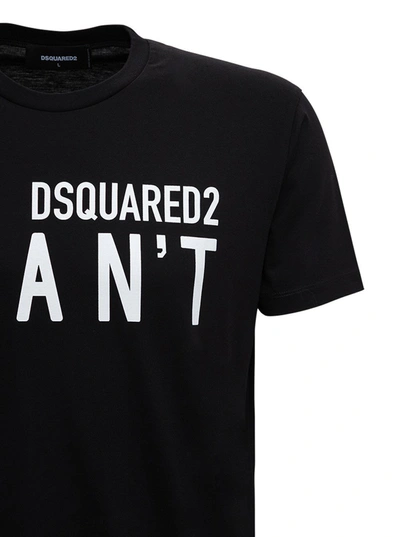 Shop Dsquared2 "i Can't" Cotton T-shirt In Black
