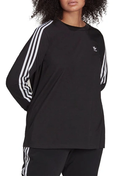 Shop Adidas Originals Classics 3-stripes Long Sleeve Graphic Tee In Black