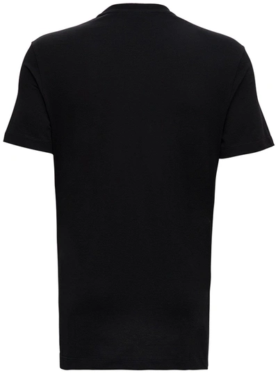 Shop Versace Cotton T-shirt With Brooch And Logo Print In Black