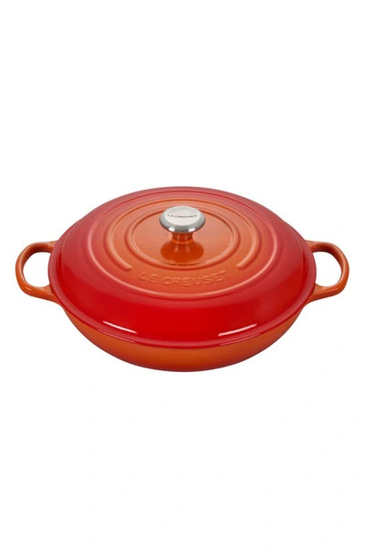 Shop Le Creuset Signature 5-quart Enameled Cast Iron Braiser In Flame