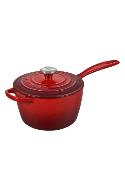 Shop Le Creuset Signature 2.25-quart Enameled Cast Iron Saucepan In Cerise