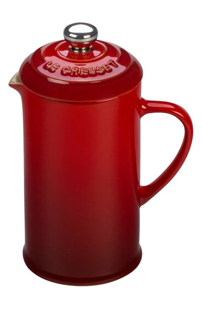 Shop Le Creuset Stoneware French Press In Cerise