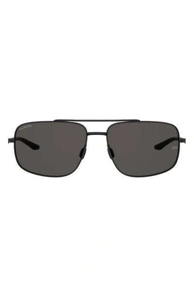 Shop Under Armour 59mm Polarized Aviator Sunglasses In Matte Black