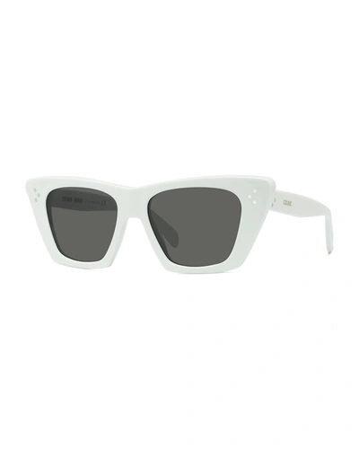 Shop Celine Acetate Butterfly Sunglasses In 25a Ivory Smoke