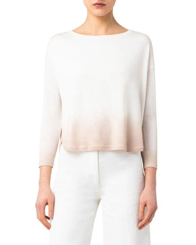 Shop Akris Punto Dip-dye Merino Wool Cropped Sweater In Creamoat