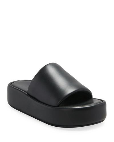 Shop Balenciaga Rise Lambskin Slide Platform Sandals In Black White