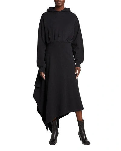 Shop Balenciaga Hooded Maxi Dress In Noir