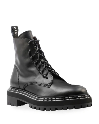Shop Proenza Schouler Calfskin Lug-sole Combat Boots In Black