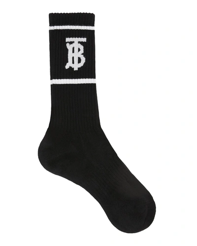 Shop Burberry Men's Tb Sport Socks In Black