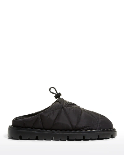 Shop Prada Rush Quilted Nylon Slipper Mules In Nero