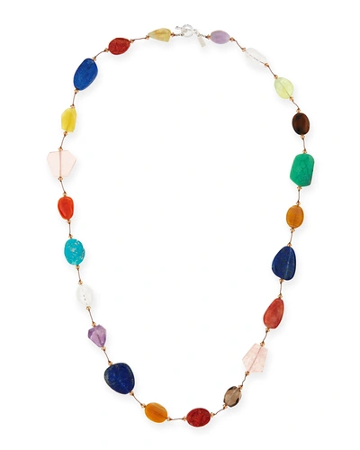 Shop Margo Morrison Carnival Large Multi-stone Necklace, 35"l In Tan