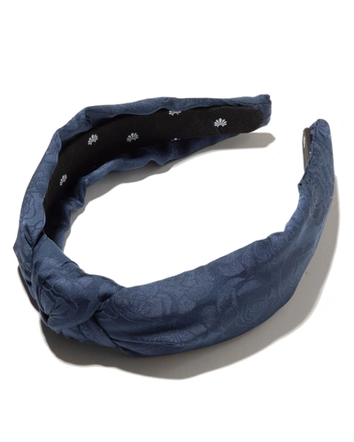 Shop Lele Sadoughi Rose Jacquard Knotted Headband In Blue