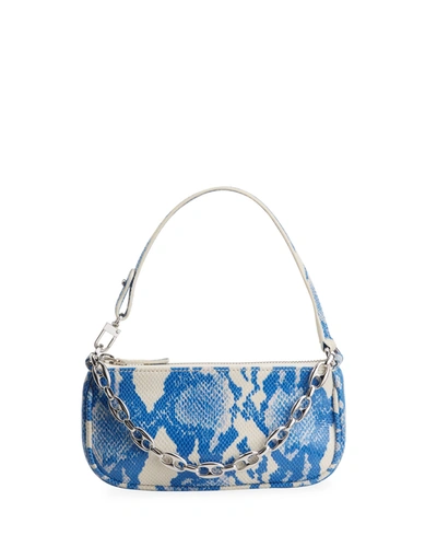 Shop By Far Mini Rachel Snake-print Shoulder Bag, Royal Blue