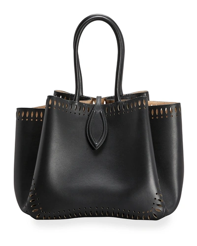 Shop Alaïa Angele 25 Calf Leather Top-handle Bag In Black