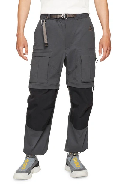 Shop Nike Acg Smith Summit Convertible Cargo Pants In Smoke Grey/ Black/ White