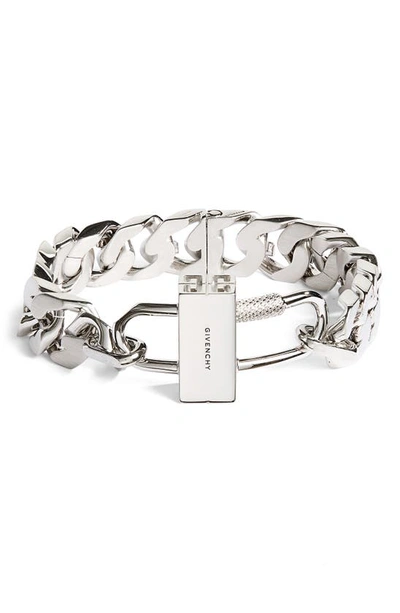 Shop Givenchy Lock G-chain Bracelet In Silvery