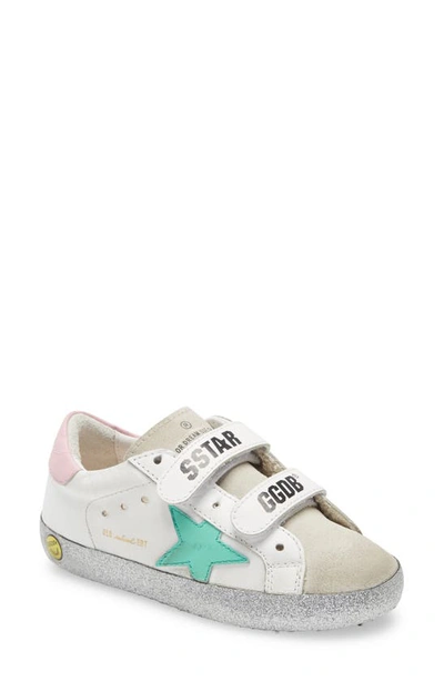 Shop Golden Goose Old School Glitter Sneaker In White/ Ice/ Biscay Green/ Pink