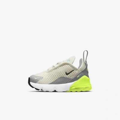 Shop Nike Air Max 270 Baby/toddler Shoe In Light Bone,volt,particle Grey,black