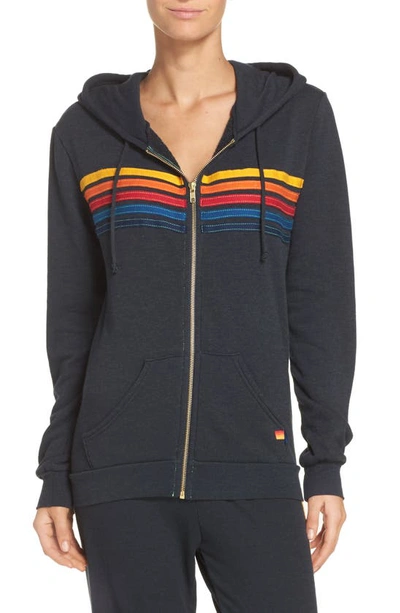 Shop Aviator Nation 5-stripe Zip Hoodie In Charcoal