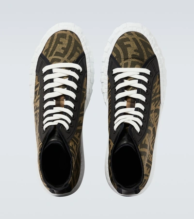 Shop Fendi Ff Vertigo High-top Sneakers In Brown